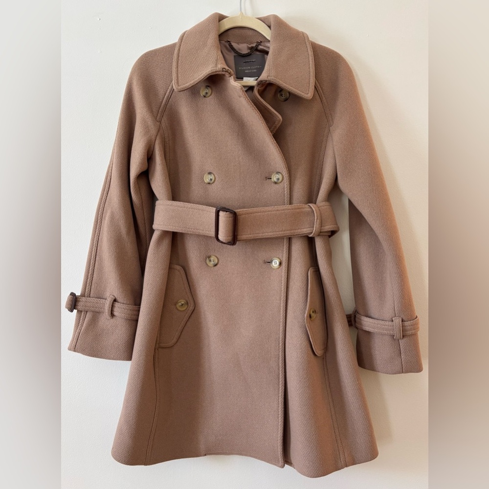 J. Crew‎ Tan Stadium Cloth Nello Gori Double Breasted Wool Coat Women's size 4